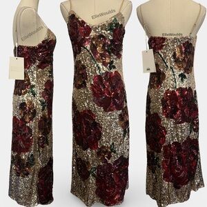 Mac Duggal NWT 17028 Elegant Sequin Floral Dress Size 4, Small